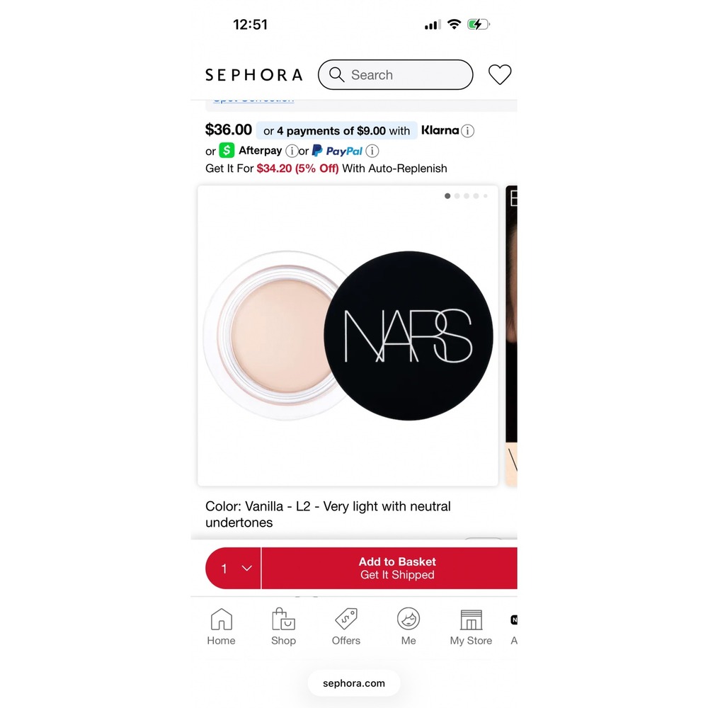 NARS‎ Soft Matte Complete Full Coverage Concealer Vanilla L2 makeup luxury